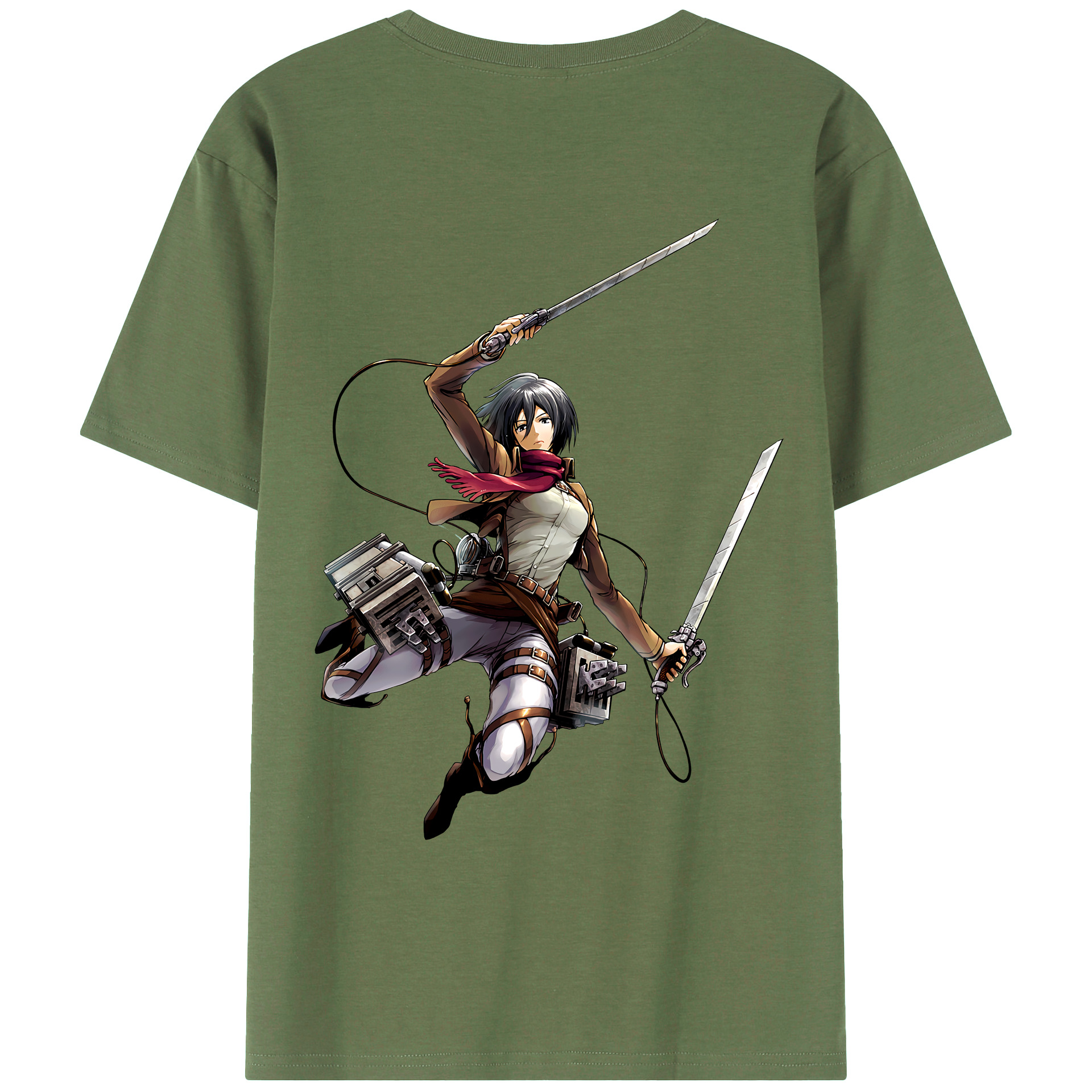 （画像用） 進撃の巨人 ミカサ·アッカーマン Attack on Titan Mikasa Ackerman 綿100％ メンズ半袖Tシャツ（バックプリント） 通気性